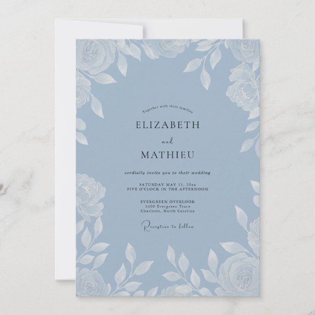 Invitación Boda con Hojas Blancas de Aciano (Anverso)