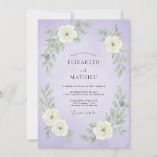 Invitación Boda con Hojas Blancas de Lavanda