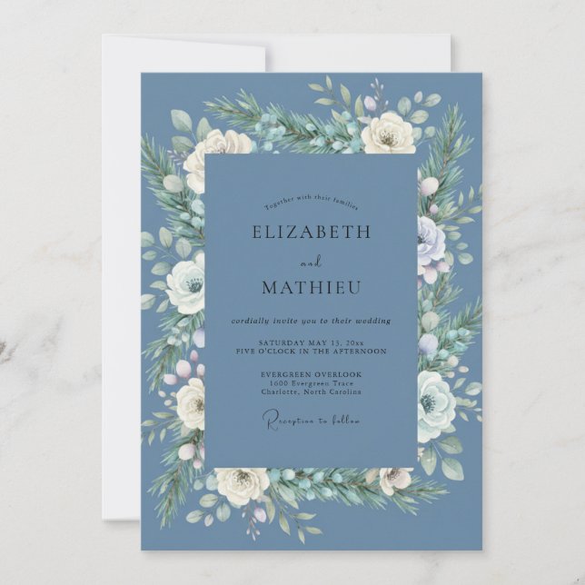Invitación Boda con Hojas Blancas de Pizarra (Anverso)