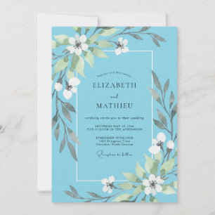 Invitación Boda con Hojas Blancas y Delicadas