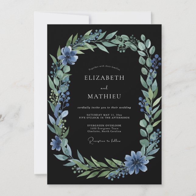 Invitación Boda con hojas de acero de carbón (Anverso)