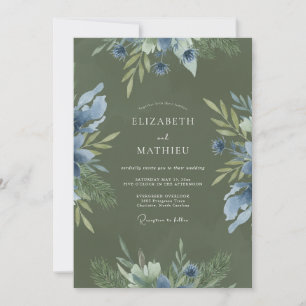 Invitación Boda con Hojas de Aciano y Musgo