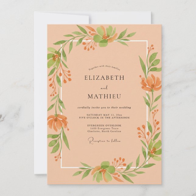 Invitación Boda con Hojas de Albaricoque (Anverso)