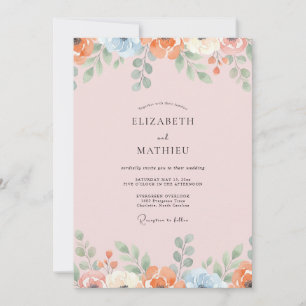 Invitación Boda con Hojas de Albaricoque Rosa Pétalo