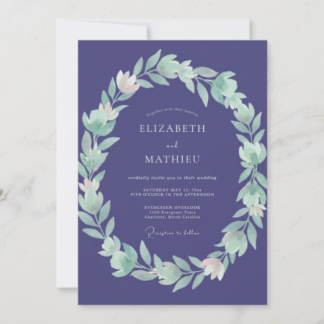 Invitación Boda con Hojas de Amatista (Anverso)
