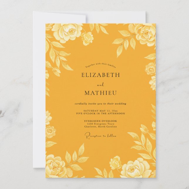 Invitación Boda con Hojas de Azafrán (Anverso)