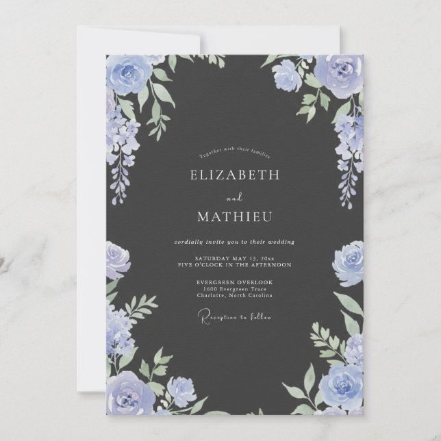 Invitación Boda con Hojas de Caracol de Carbón (Anverso)