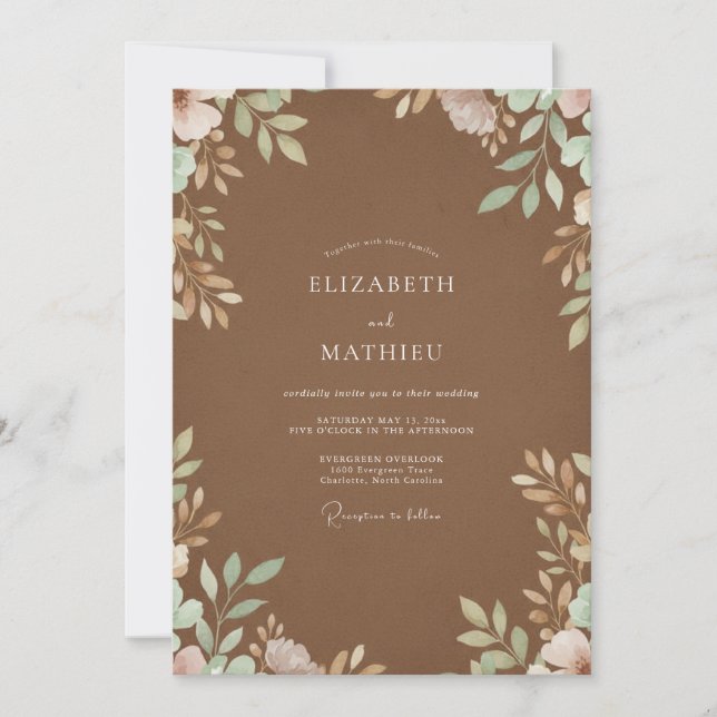 Invitación Boda con Hojas de Castaño (Anverso)