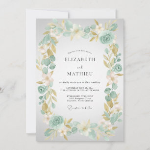 Invitación Boda con Hojas de Champán Espuma de Mar