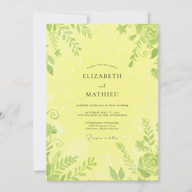 Invitación Boda con Hojas de Chartreuse de Limón (Anverso)