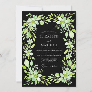 Invitación Boda con Hojas de Chartreuse Negro