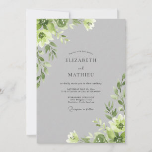 Invitación Boda con Hojas de Chartreuse Plateado