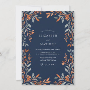 Invitación Boda con Hojas de Cobre en Pizarra