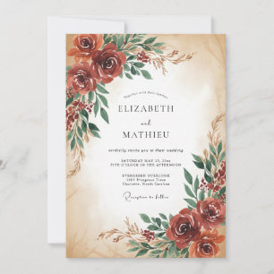 Invitación Boda con Hojas de Cobre Oxidadas