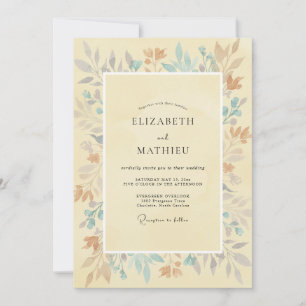 Invitación Boda con Hojas de Cobre y Mantequilla