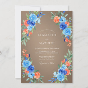 Invitación Boda con hojas de coral azur