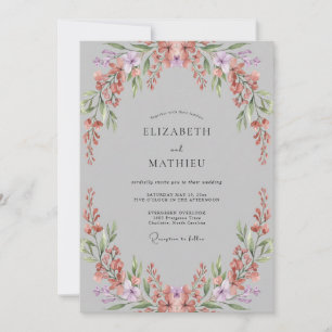 Invitación Boda con hojas de coral gris
