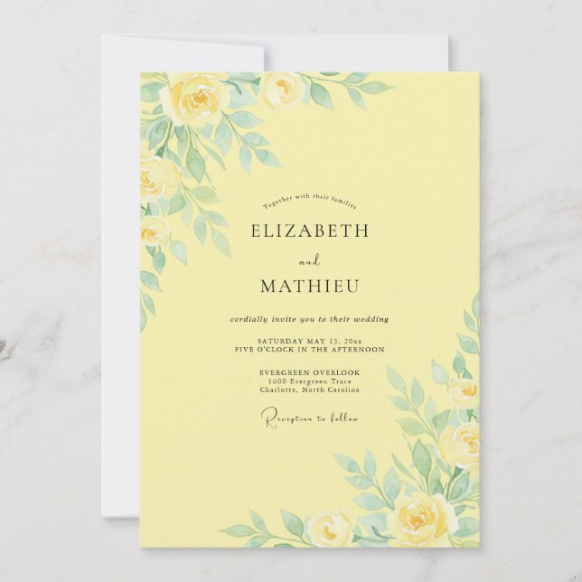 Invitación Boda con Hojas de Crema de Mantequilla (Anverso)