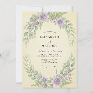 Invitación Boda con Hojas de Crema de Mantequilla de Lavanda