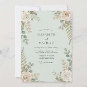 Invitación Boda con Hojas de Espuma de Mar Rosada