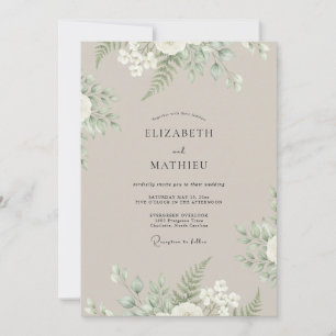 Invitación Boda con Hojas de Helecho Beige