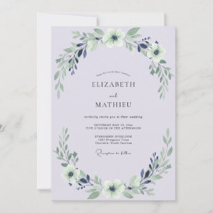 Invitación Boda con Hojas de Índigo Lila