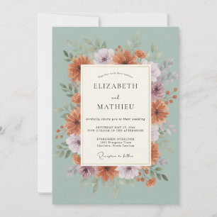 Invitación Boda con Hojas de Lavanda Espuma de Mar