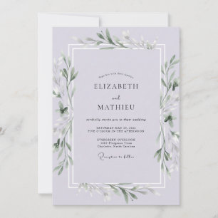 Invitación Boda con Hojas de Lavanda Pálida