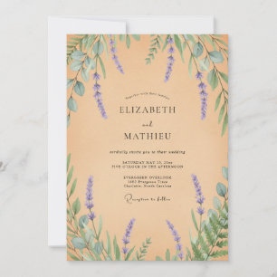 Invitación Boda con Hojas de Lila Melocotón