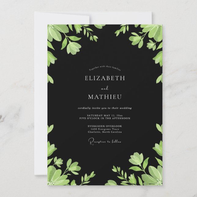 Invitación Boda con Hojas de Lima Negra (Anverso)