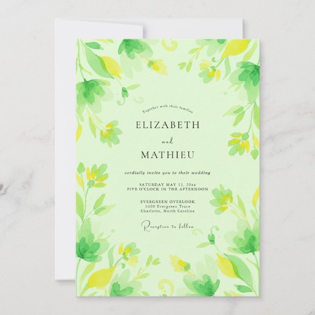 Invitación Boda con Hojas de Lima y Limón (Anverso)