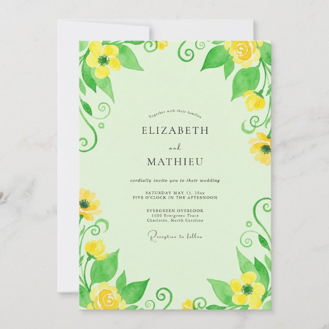 Invitación Boda con Hojas de Lima y Limón (Anverso)