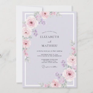 Invitación Boda con Hojas de Malva Lavanda