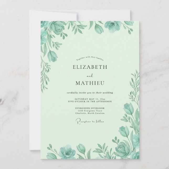 Invitación Boda con Hojas de Menta (Anverso)