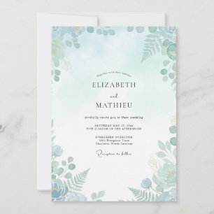 Invitación Boda con hojas de menta acuática en el jardín