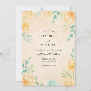 Invitación Boda con Hojas de Menta Amarilla
