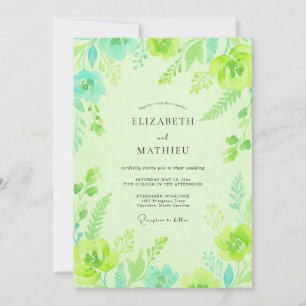 Invitación Boda con Hojas de Menta Chartreuse