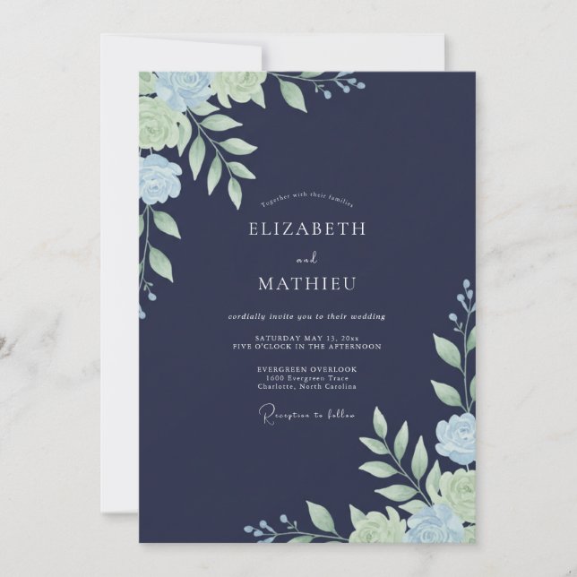 Invitación Boda con Hojas de Menta de la Marina (Anverso)