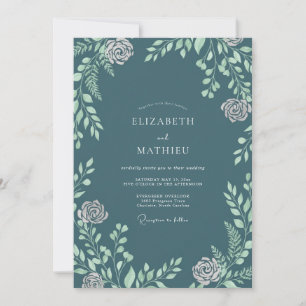 Invitación Boda con Hojas de Menta en Pizarra