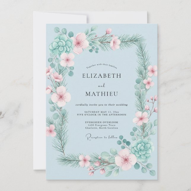 Invitación Boda con Hojas de Menta en Polvo (Anverso)
