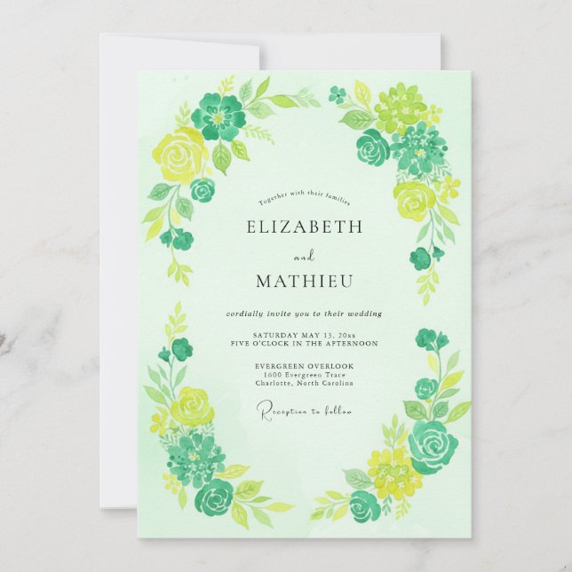 Invitación Boda con Hojas de Menta y Limón (Anverso)