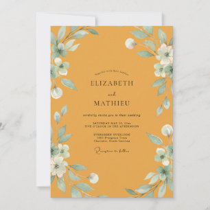 Invitación Boda con Hojas de Menta y Mostaza