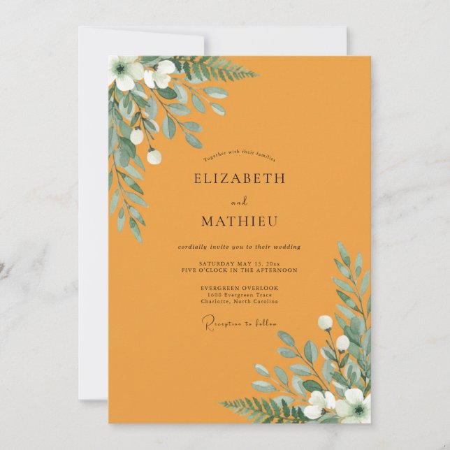 Invitación Boda con Hojas de Mostaza (Anverso)