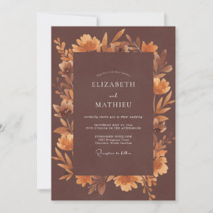 Invitación Boda con Hojas de Naranja Quemada