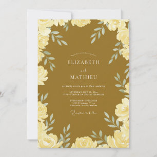 Invitación Boda con hojas de ocre dorado