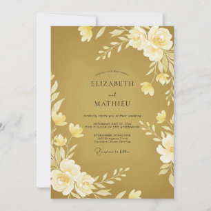 Invitación Boda con Hojas de Ocre Miel