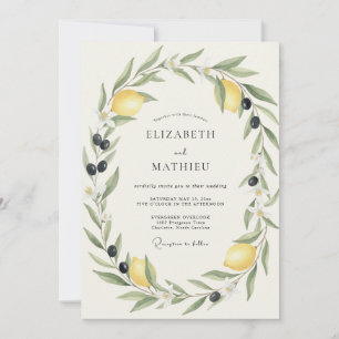 Invitación Boda con Hojas de Olivo y Limón