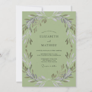 Invitación Boda con hojas de olivo y pistacho
