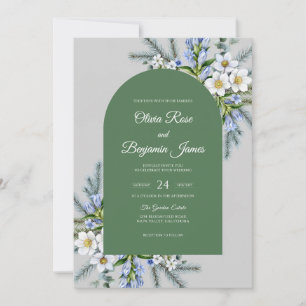 Invitación Boda con hojas de olivo y vincapervinca