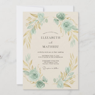 Invitación Boda con Hojas de Oro Antigua Moneda